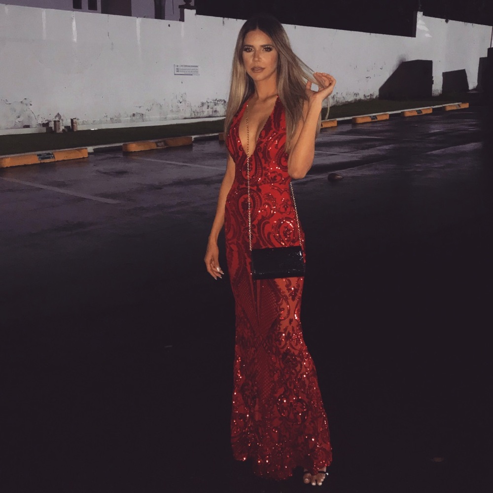 Red sequin gown